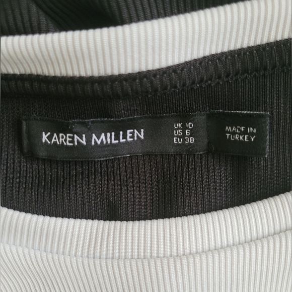 Karen Millen Monochrome Contrast Cutout Minimalist Side Rouched Blouse Top 6 - Picture 4 of 8